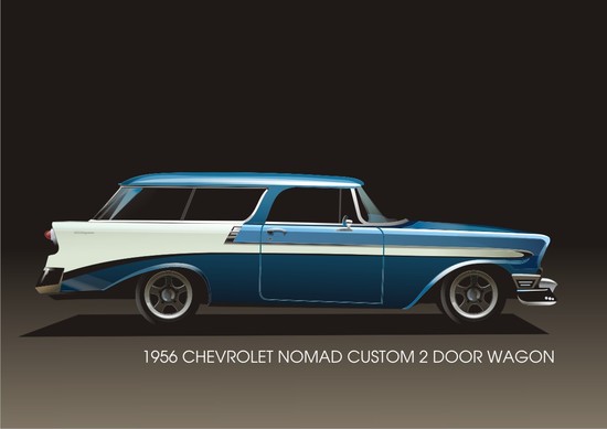 Машины :  1956 Chevrolet(Векторная графика и иллюстрация)