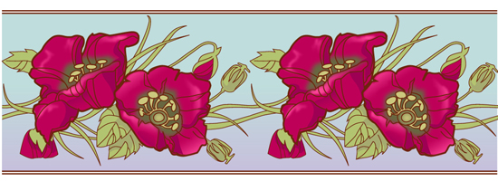 Узоры :  цветочный орнамент с маками(Векторная графика и иллюстрация)